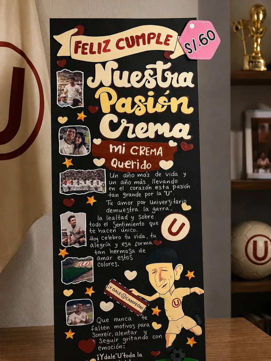 Cartel personalizado de Creaciones Cats sobre un caballete de madera