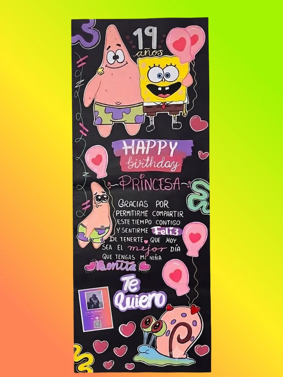 Cartel temático Bob Esponja · 19 años
